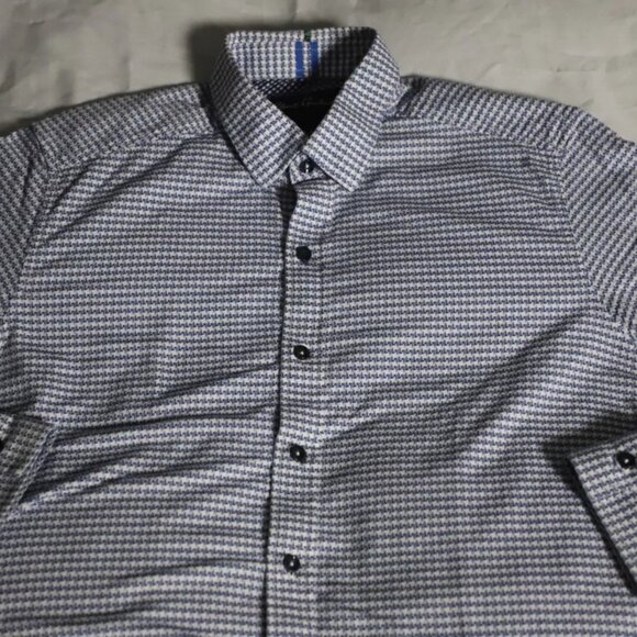Robert Graham Button Up Shirt Mens M Blue/White Houndstooth Spread Collar Cotton - Picture 3 of 9